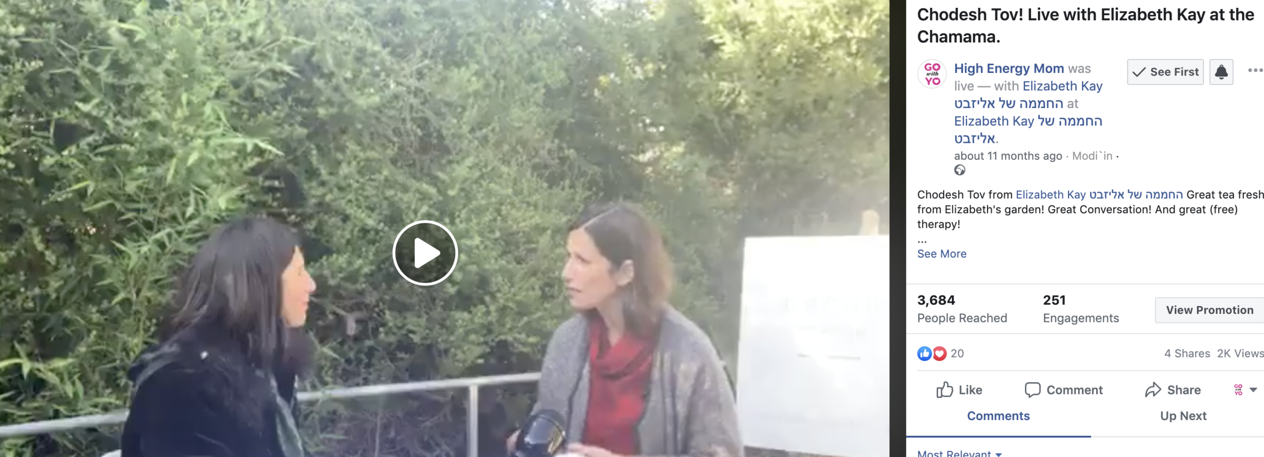 Facebook Live with Elizabeth Kay