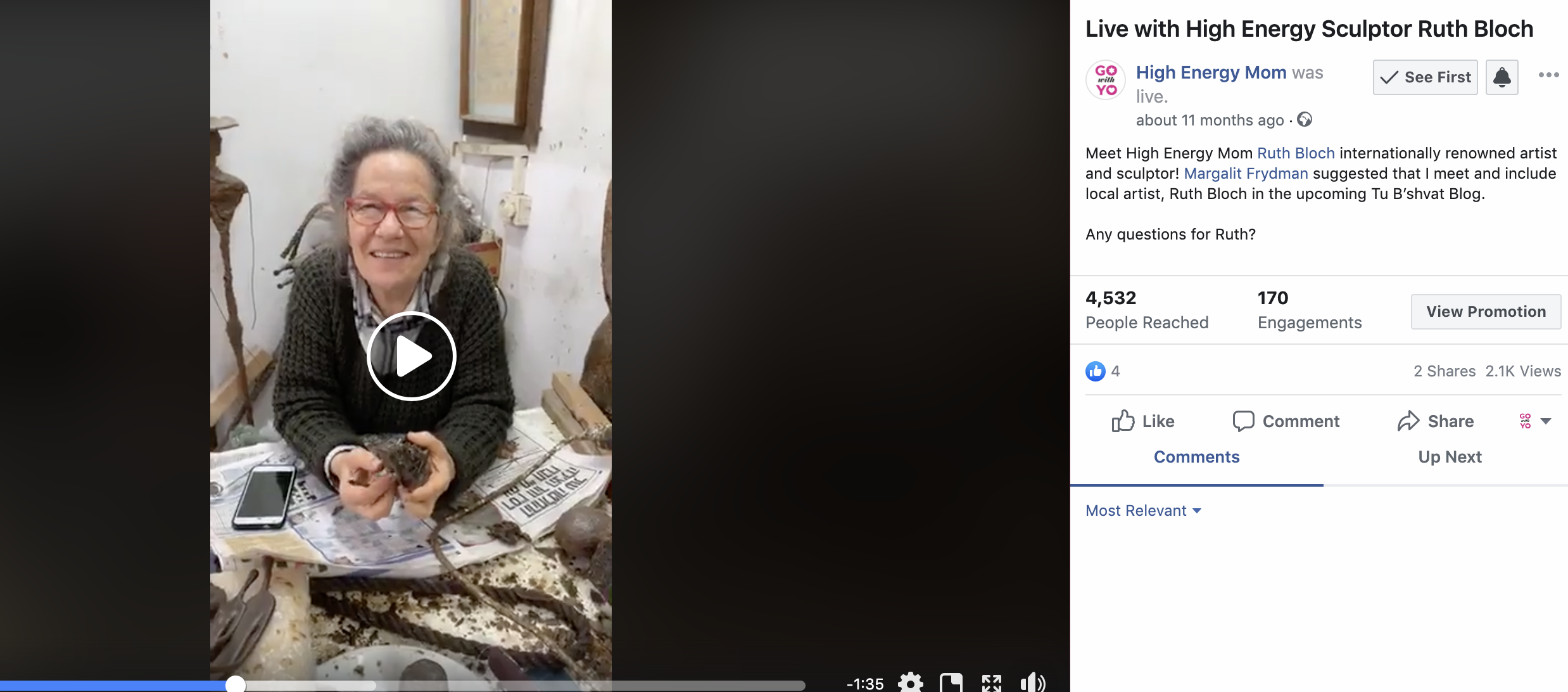 Facebook Live with Ruth Bloch